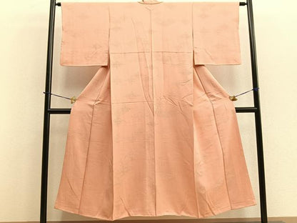平和屋着物■上質な色無地　菱花蝶地紋　宍色　正絹　逸品　BAAQ5756yc