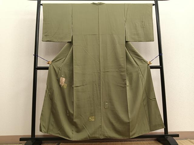 平和屋着物■訪問着　刺繍　色紙花文　金糸　正絹　逸品　BAAQ5761yc