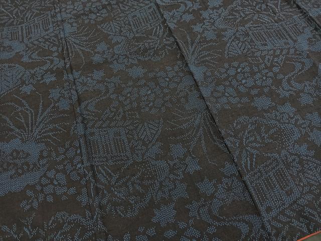 平和屋着物■上質な紬　風景文　正絹　逸品　BAAQ5766yc