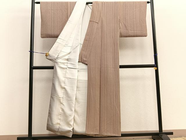 平和屋着物■上質な小紋　縞　正絹　逸品　BAAQ5767yc