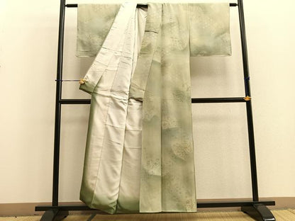平和屋着物■上質な小紋　地紋起こし　切嵌花絵皿文　暈し染め　正絹　逸品　BAAQ5778yc