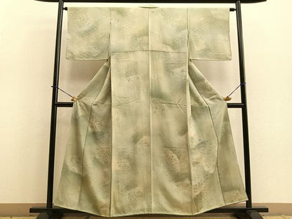 平和屋着物■上質な小紋　地紋起こし　切嵌花絵皿文　暈し染め　正絹　逸品　BAAQ5778yc