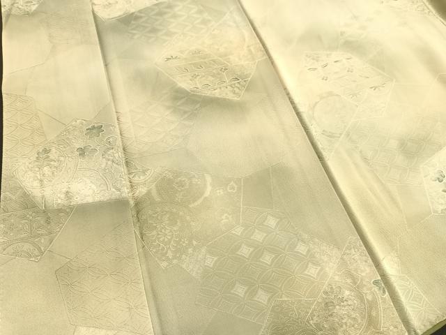 平和屋着物■上質な小紋　地紋起こし　切嵌花絵皿文　暈し染め　正絹　逸品　BAAQ5778yc