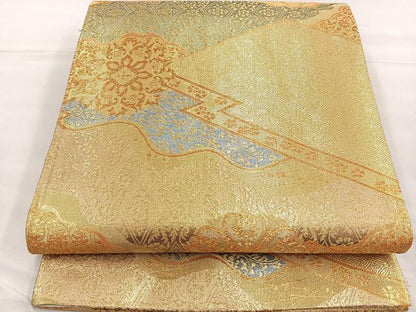 平和屋着物◎六通柄袋帯 正倉院道長草花文 金糸 正絹 逸品 BAAQ5829ea