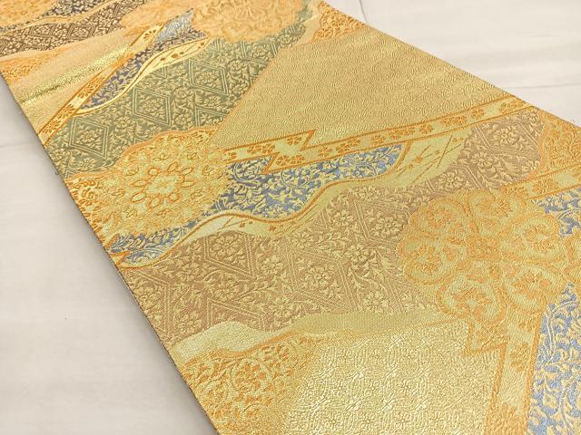 平和屋着物◎六通柄袋帯 正倉院道長草花文 金糸 正絹 逸品 BAAQ5829ea