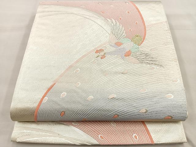 平和屋着物◎六通柄袋帯 唐織 孔雀 金銀糸 正絹 逸品 BAAQ5840ea