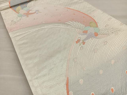 平和屋着物◎六通柄袋帯 唐織 孔雀 金銀糸 正絹 逸品 BAAQ5840ea