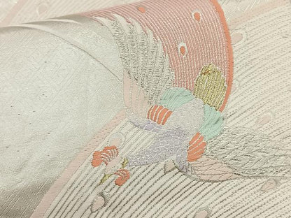 平和屋着物◎六通柄袋帯 唐織 孔雀 金銀糸 正絹 逸品 BAAQ5840ea