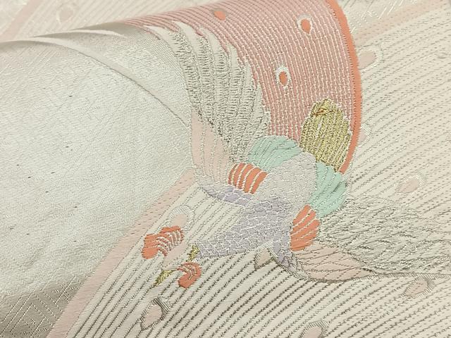 平和屋着物◎六通柄袋帯 唐織 孔雀 金銀糸 正絹 逸品 BAAQ5840ea