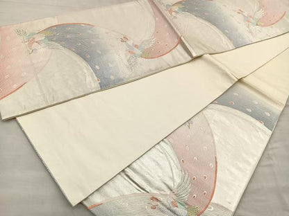 平和屋着物◎六通柄袋帯 唐織 孔雀 金銀糸 正絹 逸品 BAAQ5840ea
