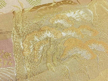 平和屋着物◎六通柄袋帯　遠山流水花唐草文　金銀糸　正絹　逸品　BAAQ5883ea