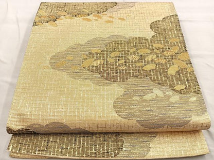 平和屋着物◎六通柄袋帯 雲重ね地紙散らし 金糸 正絹 逸品 BAAQ5891ea