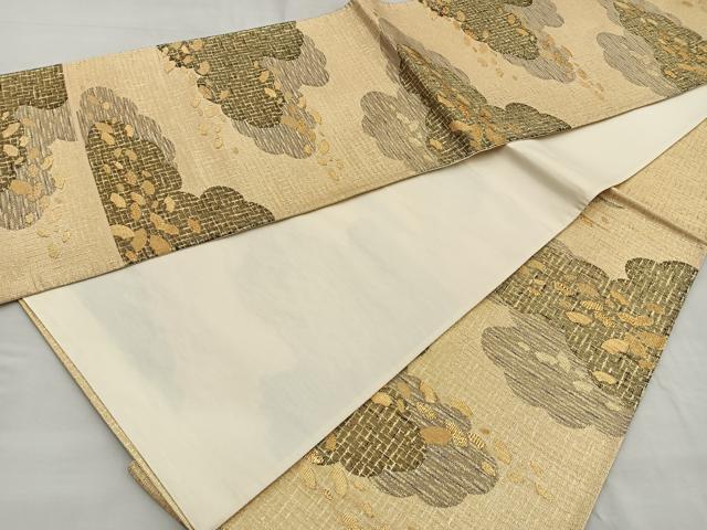 平和屋着物◎六通柄袋帯 雲重ね地紙散らし 金糸 正絹 逸品 BAAQ5891ea
