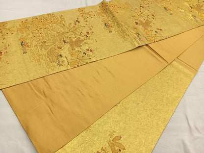 平和屋着物◎六通柄袋帯 唐織 若松葉流水文 金糸 引箔 正絹 逸品 BAAQ5898ea