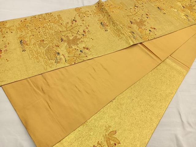 平和屋着物◎六通柄袋帯 唐織 若松葉流水文 金糸 引箔 正絹 逸品 BAAQ5898ea