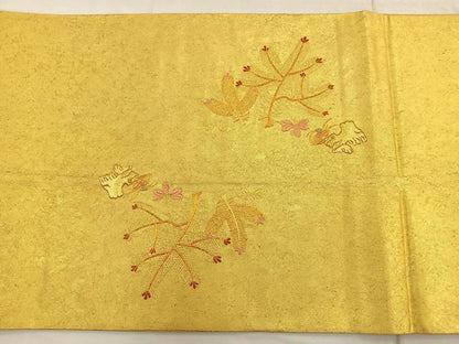 平和屋着物◎六通柄袋帯 唐織 若松葉流水文 金糸 引箔 正絹 逸品 BAAQ5898ea