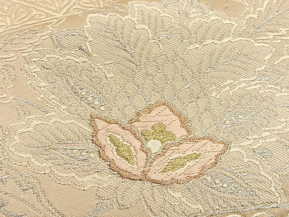 平和屋着物◎六通柄袋帯 唐織 草花文 金銀糸 正絹 逸品 BAAQ5924ea