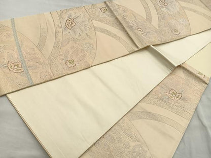 平和屋着物◎六通柄袋帯 唐織 草花文 金銀糸 正絹 逸品 BAAQ5924ea