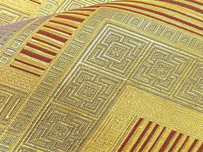 平和屋着物◎佐賀錦 六通柄袋帯 幾何学文様 金糸 正絹 逸品 BAAQ5939ea