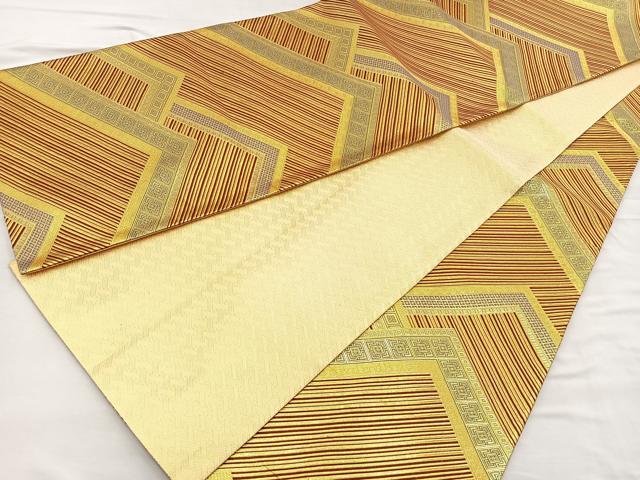 平和屋着物◎佐賀錦 六通柄袋帯 幾何学文様 金糸 正絹 逸品 BAAQ5939ea