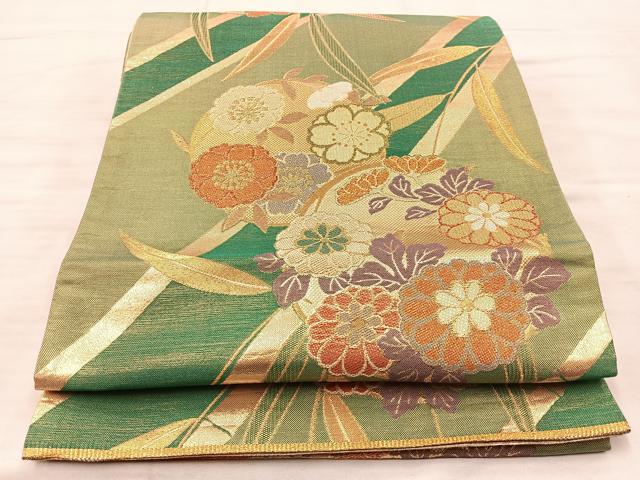 平和屋着物◎佐賀錦 六通柄袋帯 花丸文 金糸 正絹 逸品 BAAQ6306if