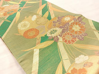 平和屋着物◎佐賀錦 六通柄袋帯 花丸文 金糸 正絹 逸品 BAAQ6306if