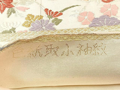 平和屋着物◎六通柄袋帯 唐織 色紙取小袖紋 金糸 正絹 逸品 BAAQ6390if