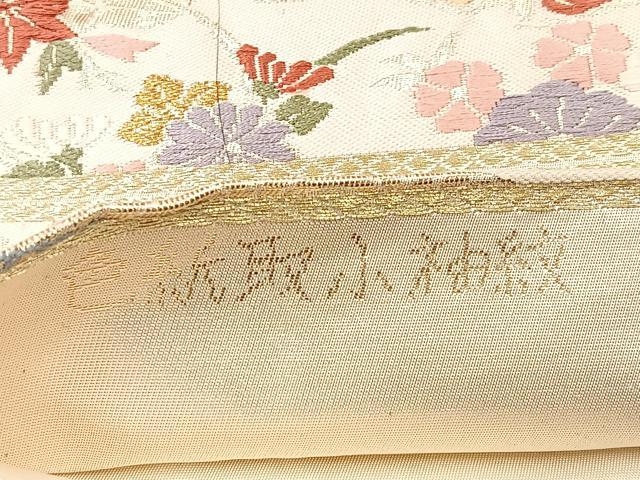平和屋着物◎六通柄袋帯 唐織 色紙取小袖紋 金糸 正絹 逸品 BAAQ6390if