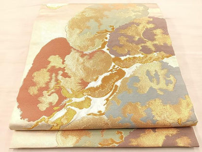 平和屋着物◎六通柄袋帯 松 金糸 引箔 正絹 逸品 BAAQ6393if