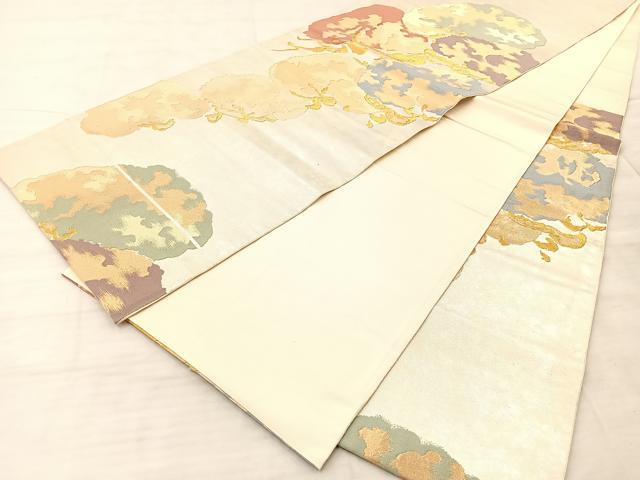平和屋着物◎六通柄袋帯 松 金糸 引箔 正絹 逸品 BAAQ6393if