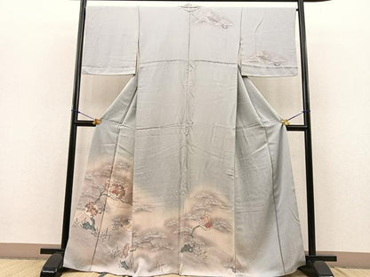 平和屋着物■訪問着　浜松雪輪牡丹花文　たたき染め　正絹　逸品　BAAQ7383hv