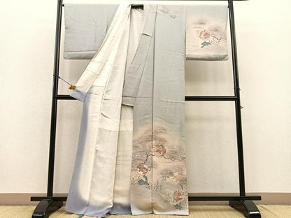 平和屋着物■訪問着　浜松雪輪牡丹花文　たたき染め　正絹　逸品　BAAQ7383hv