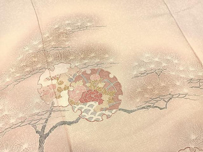 平和屋着物■訪問着　浜松雪輪牡丹花文　たたき染め　正絹　逸品　BAAQ7383hv
