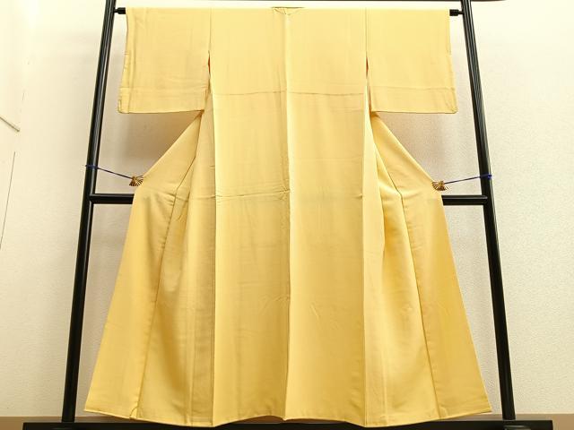 平和屋着物■上質な色無地　卵色　正絹　逸品　BAAQ7456ev