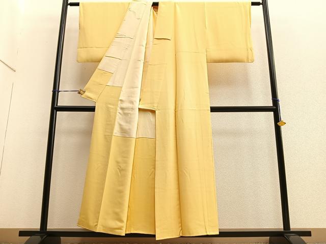 平和屋着物■上質な色無地　卵色　正絹　逸品　BAAQ7456ev