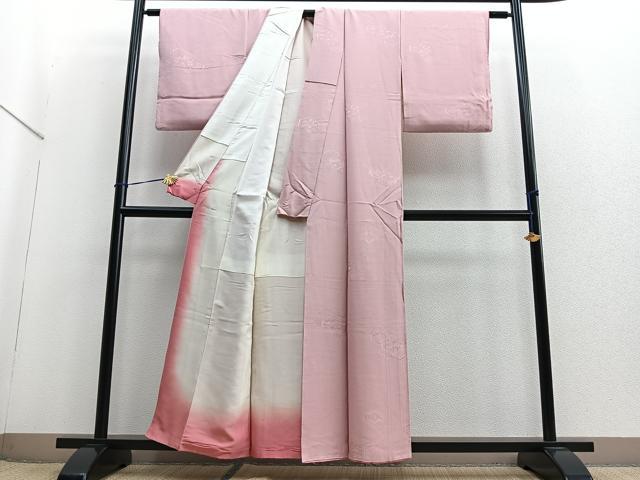 平和屋着物■上質な色無地　亀甲花地紋　虹色　　正絹　逸品　BAAQ7494ev