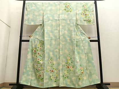 平和屋着物■訪問着　手描き　草花文　暈し染め　正絹　逸品　BAAQ7535ev