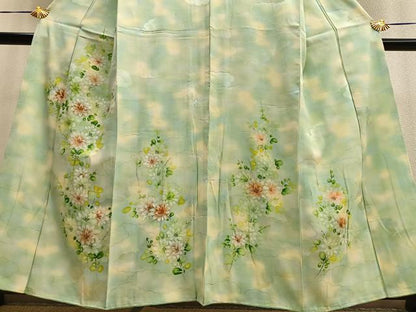平和屋着物■訪問着　手描き　草花文　暈し染め　正絹　逸品　BAAQ7535ev