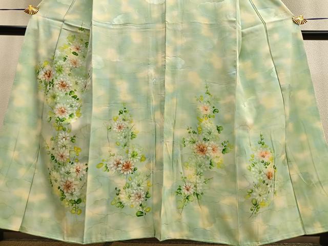 平和屋着物■訪問着　手描き　草花文　暈し染め　正絹　逸品　BAAQ7535ev