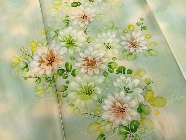平和屋着物■訪問着　手描き　草花文　暈し染め　正絹　逸品　BAAQ7535ev