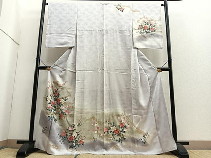 平和屋着物■訪問着　草花文　暈し染め　金彩　正絹　逸品　BAAQ7539ev