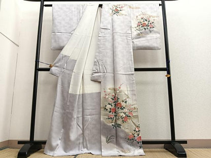 平和屋着物■訪問着　草花文　暈し染め　金彩　正絹　逸品　BAAQ7539ev