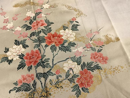 平和屋着物■訪問着　草花文　暈し染め　金彩　正絹　逸品　BAAQ7539ev
