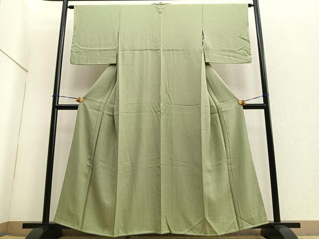 平和屋着物■上質な色無地　氷割れ地紋　柳茶色　正絹　逸品　BAAQ7541ev