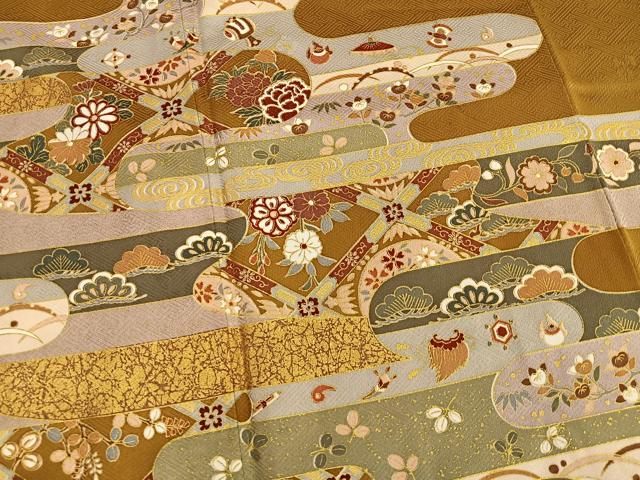 平和屋着物■豪華色留袖　エ霞宝尽くし花文　金彩　正絹　逸品　BAAQ7612ev