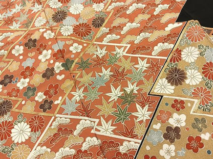 平和屋着物■豪華黒留袖 駒刺繍 松皮菱花文 金彩 正絹 逸品 BAAQ8966ow