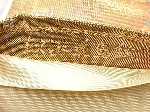 平和屋着物◎六通柄袋帯　唐織　松山花鳥紋　金糸　正絹　逸品　BAAQ9441cm