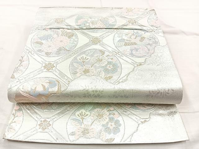 平和屋着物◎六通柄袋帯 唐織 天井花丸文 金銀糸 正絹 逸品 BAAQ9557cm