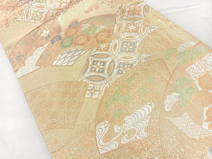 平和屋着物◎佐賀錦 六通柄袋帯 雅 地紙草花文 金銀糸 正絹 逸品 BAAQ9572cm