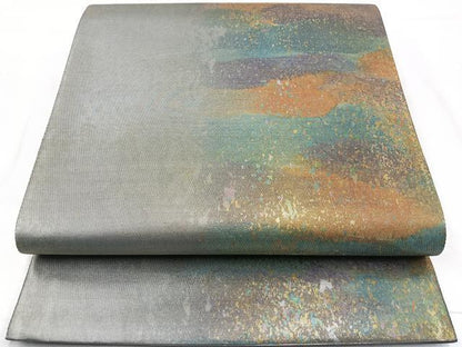 平和屋着物◎六通柄袋帯 霞文 引箔 正絹 逸品 BAAQ9574cm